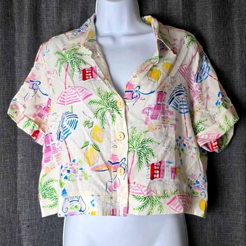 NWT- CALYPSO ST. BARTH Cropped Button Down